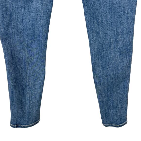 American Eagle SZ 4 SHORT Jeggings Jeans Stretch Low-Rise Zip-Fly Whiskered Blue - Picture 6 of 11